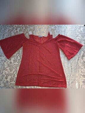 2 Dye 4 Y2K Cold-Shoulder V-Neck Tunic Sparkle Red